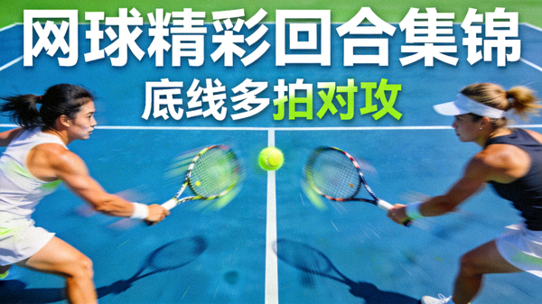 网球比赛精彩回合集锦封面 - 选手底线多拍对攻