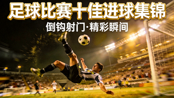 足球比赛十佳进球集锦封面 - 球员倒钩射门精彩瞬间